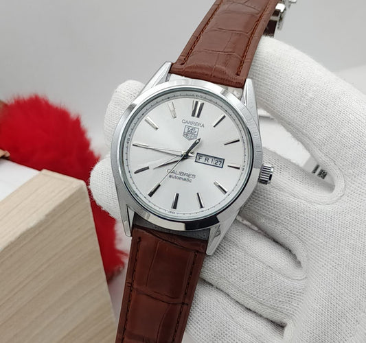 Carrera Calibre 5 - Luxury Swiss Watch With Leather Strap Mens Watch Wrist Watch | Best Quality Men Watch