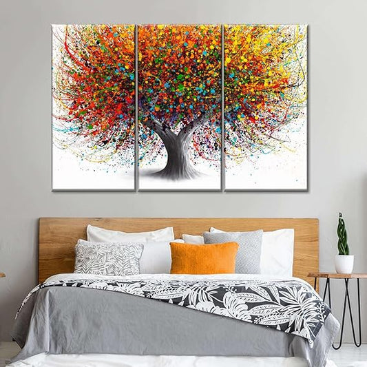 Fotocraft Tree Of Festivity Absttract 3 Piece Canvas Wall Art Paintings Print For Bedroom Living Room Bathroom Home Office Interior