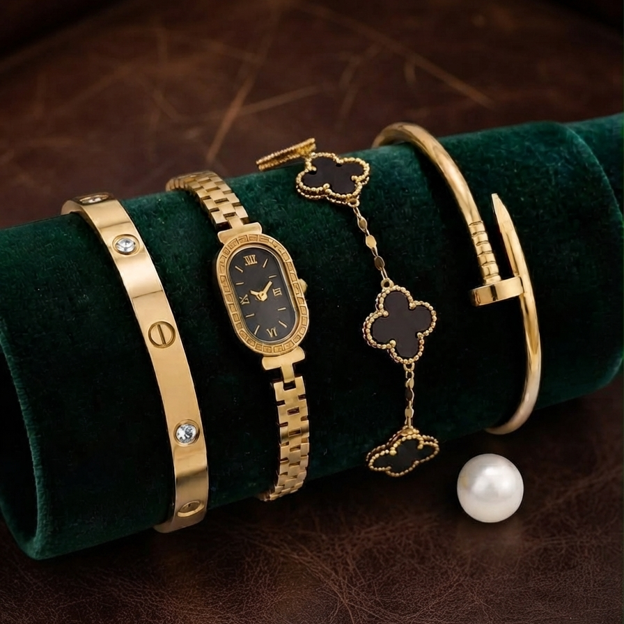 Premium and Classic 4 Piece Bracelet, Watch And Bangle Combo