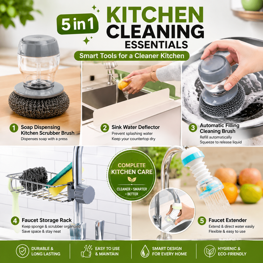 5-in-1 Ultimate Kitchen Cleaning & Sink Organizer Bundle