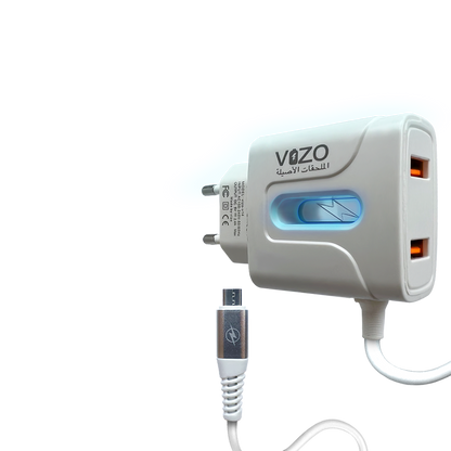 VIZO V14 Fast Charger 2.8A With Copper Connector | Android Mobile Phone Charging Adapter with Usb Data cable