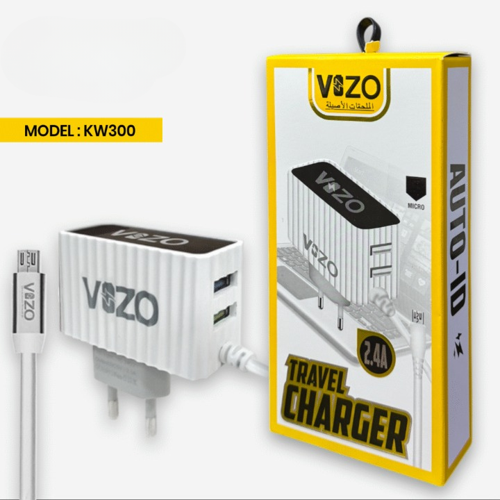 Kw300 2.4A Fast Travel Charger | Android Phone Charger with Data Cable -KW300 – Dual USB Wall Charger