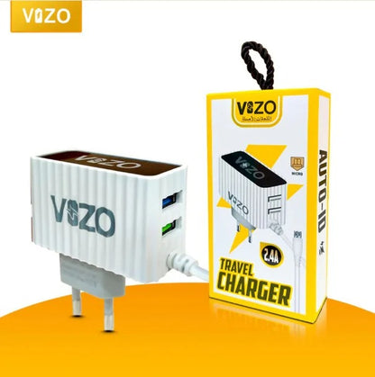 Kw300 2.4A Fast Travel Charger | Android Phone Charger with Data Cable -KW300 – Dual USB Wall Charger