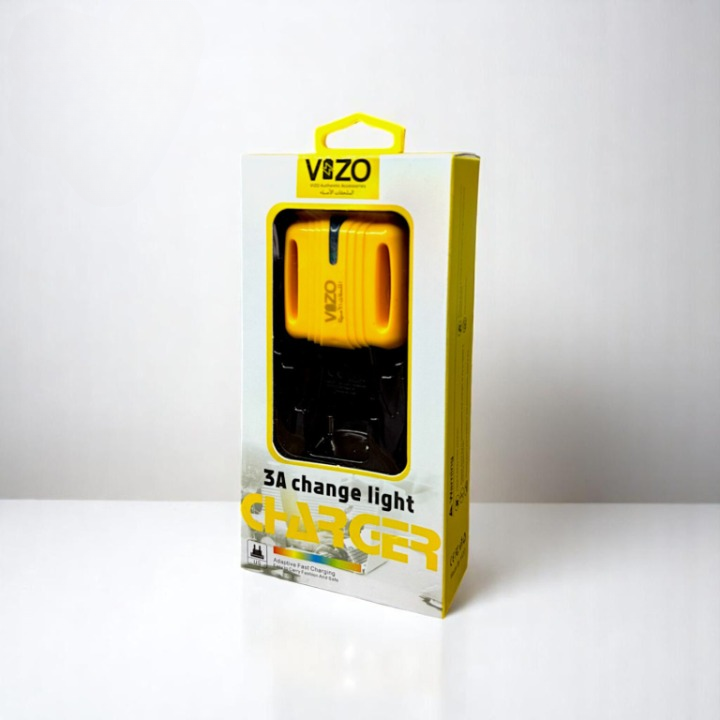 3A Light Change Charger with 2 USB Ports & Built-in Micro USB Cable | Best Quality Charger For Android | Vizo 3A Charger