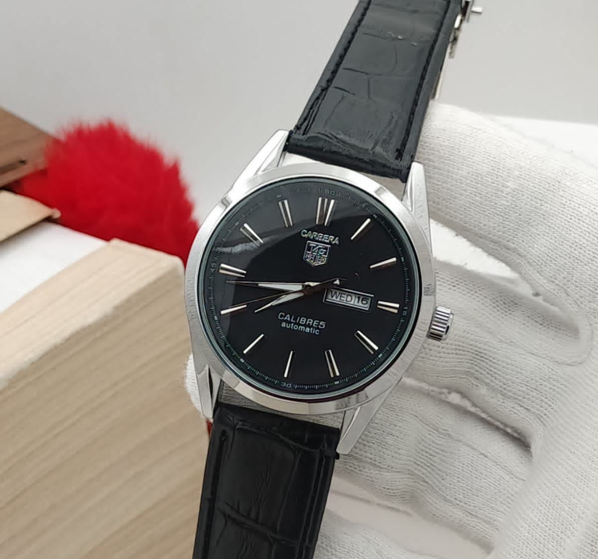 Carrera Calibre 5 - Luxury Swiss Watch With Leather Strap Mens Watch Wrist Watch | Best Quality Men Watch