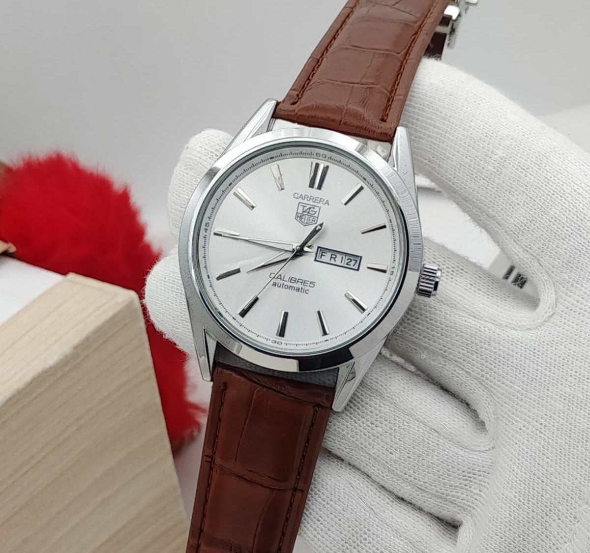 Carrera Calibre 5 - Luxury Swiss Watch With Leather Strap Mens Watch Wrist Watch | Best Quality Men Watch