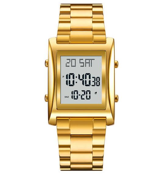 Skmei Men’s Digital Square Watch – Stainless Steel Chain, Quartz Movement