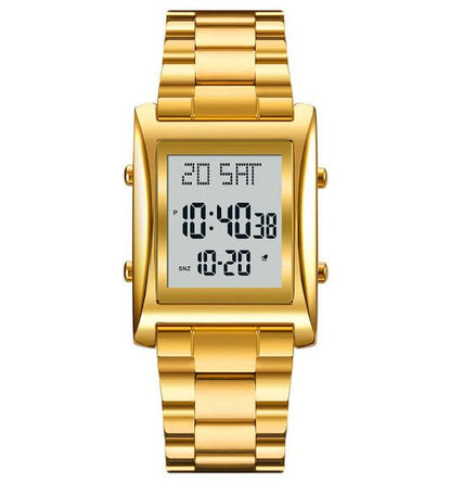 Skmei Men’s Digital Square Watch – Stainless Steel Chain, Quartz Movement