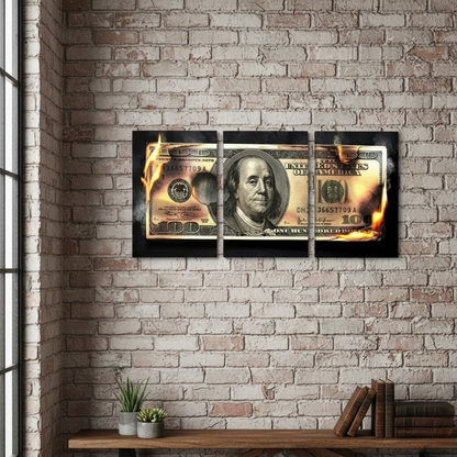 Dollar Wooden Sticky Wall Art – 3 Piece Modern Decorative Frame Set, 8x11 inch Each, Wooden Sticky Frame with Easy Wall Mount Sticky Tape - 12*16
