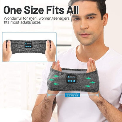 2-in-1 Sports & Sleep Bluetooth Headband – Wireless Music Headphones with Built-in Mic, Elastic Eye Mask for Workout, Travel & Relaxation