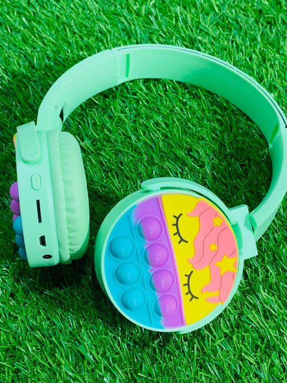 Cute Pop It Wireless Bluetooth Headphones Foldable Headset With Memory Card Support