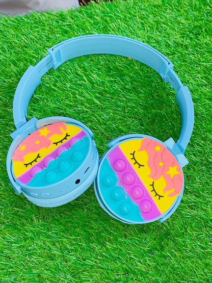 Cute Pop It Wireless Bluetooth Headphones Foldable Headset With Memory Card Support