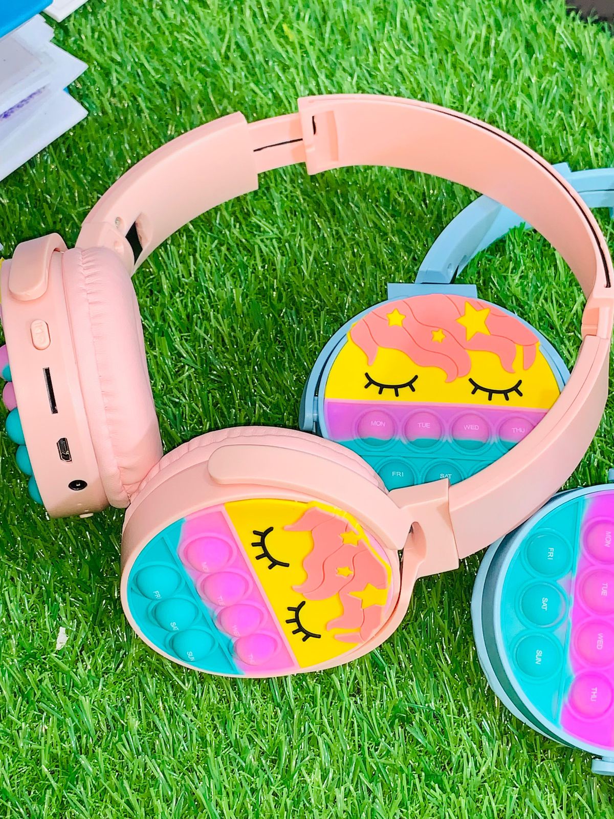 Cute Pop It Wireless Bluetooth Headphones Foldable Headset With Memory Card Support