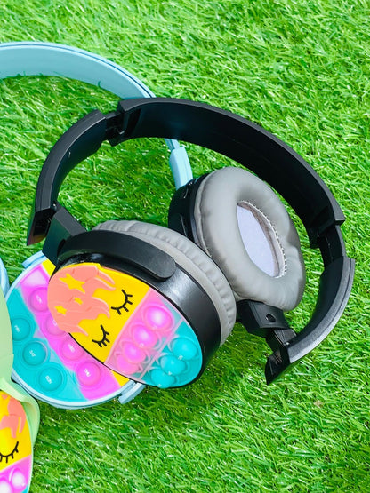 Cute Pop It Wireless Bluetooth Headphones Foldable Headset With Memory Card Support