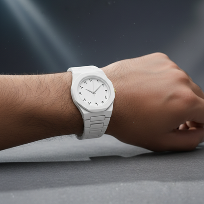 Full White and Black Aura Watch Stylish Design Compact Build Perfect Choice For Daily Use And Fashion Needs
