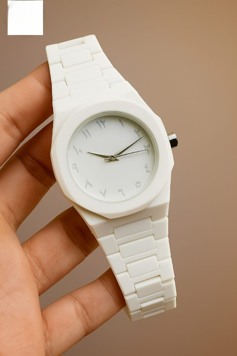 Full White and Black Aura Watch Stylish Design Compact Build Perfect Choice For Daily Use And Fashion Needs