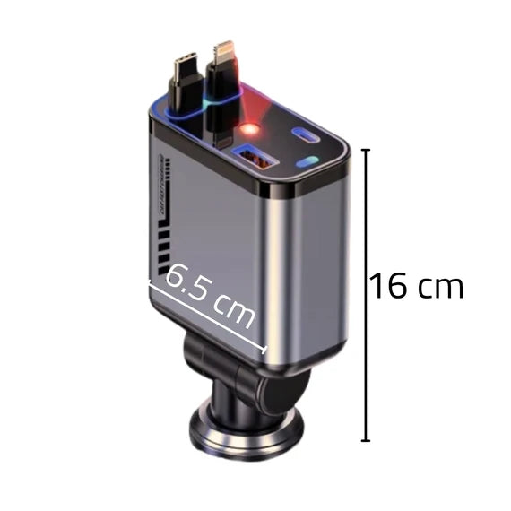 4 In 1 Multi Functional Car Charger Fast Charging With Star Light Providing Durable Quality - (With Light)