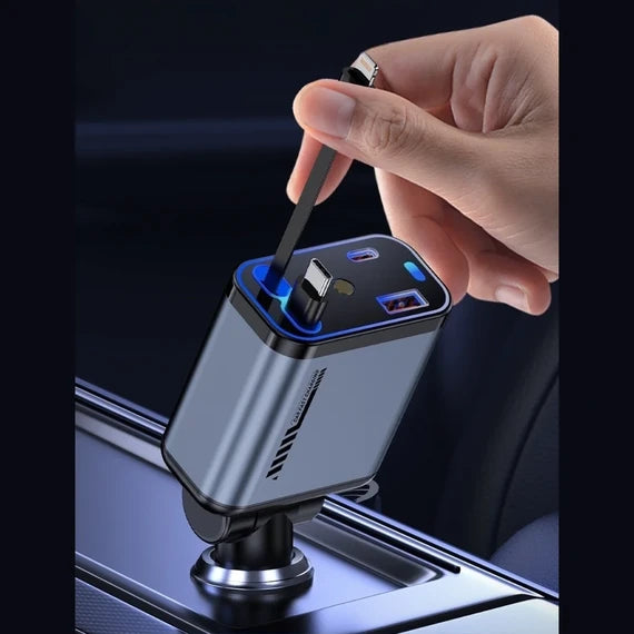 4 In 1 Multi Functional Car Charger Fast Charging With Star Light Providing Durable Quality - (With Light)