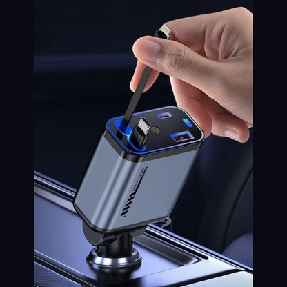 4 In 1 Multi Functional Car Charger Fast Charging With Star Light Providing Durable Quality - (With Light)