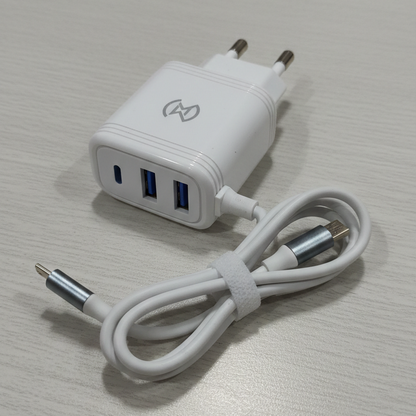 WM 27 3.1A Fast Micro USB Charger with Dual USB Ports – Cable & Adapter by WM