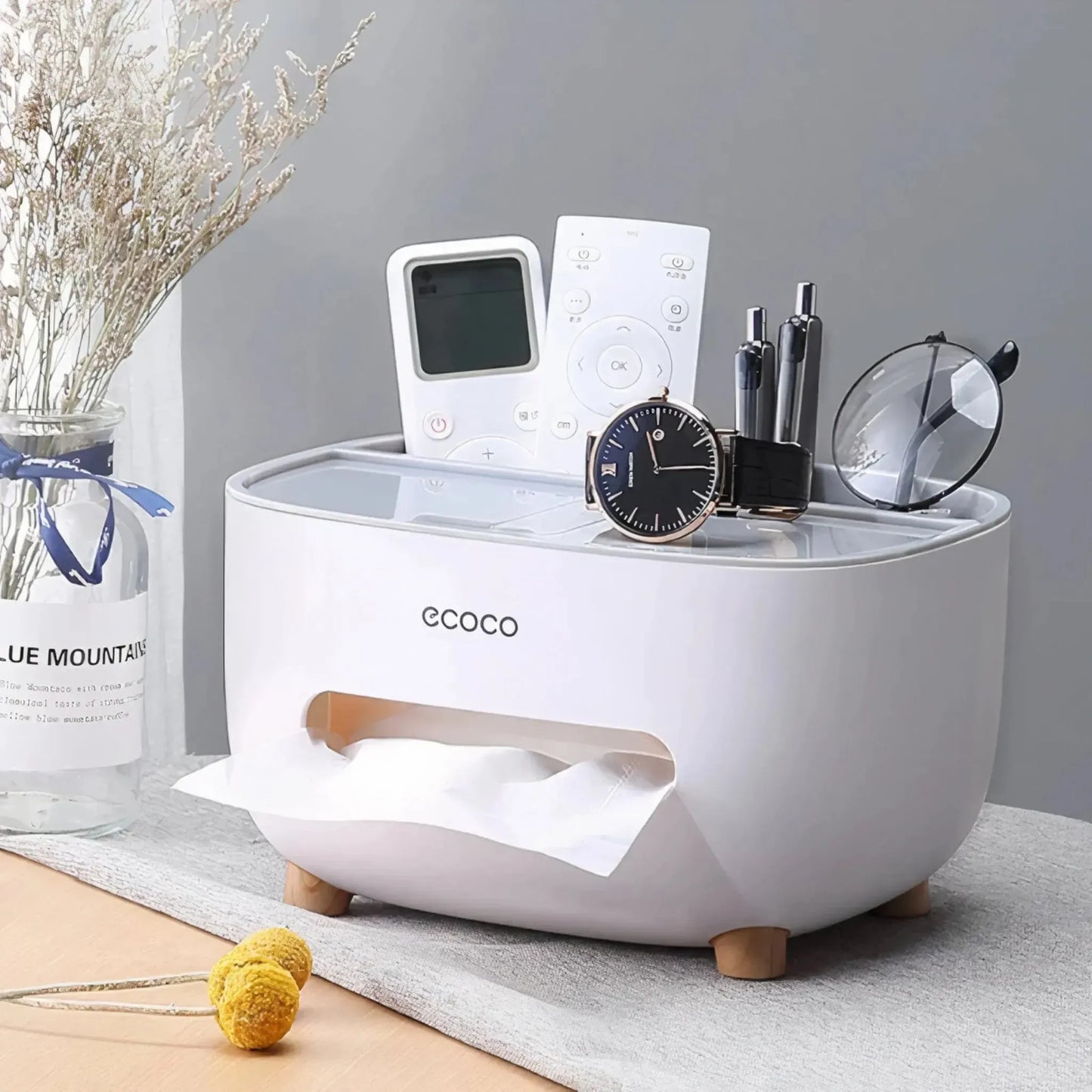 Ecoco Tissue Box With Multifunctional Storage Drawer Creative Desk