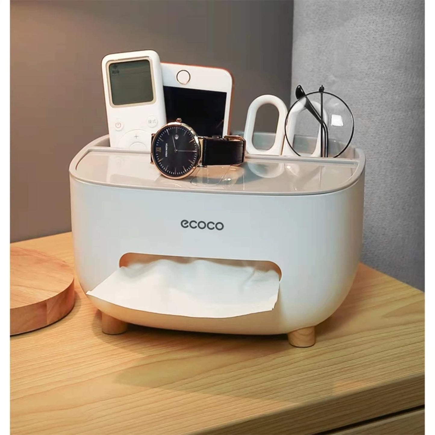 Ecoco Tissue Box With Multifunctional Storage Drawer Creative Desk
