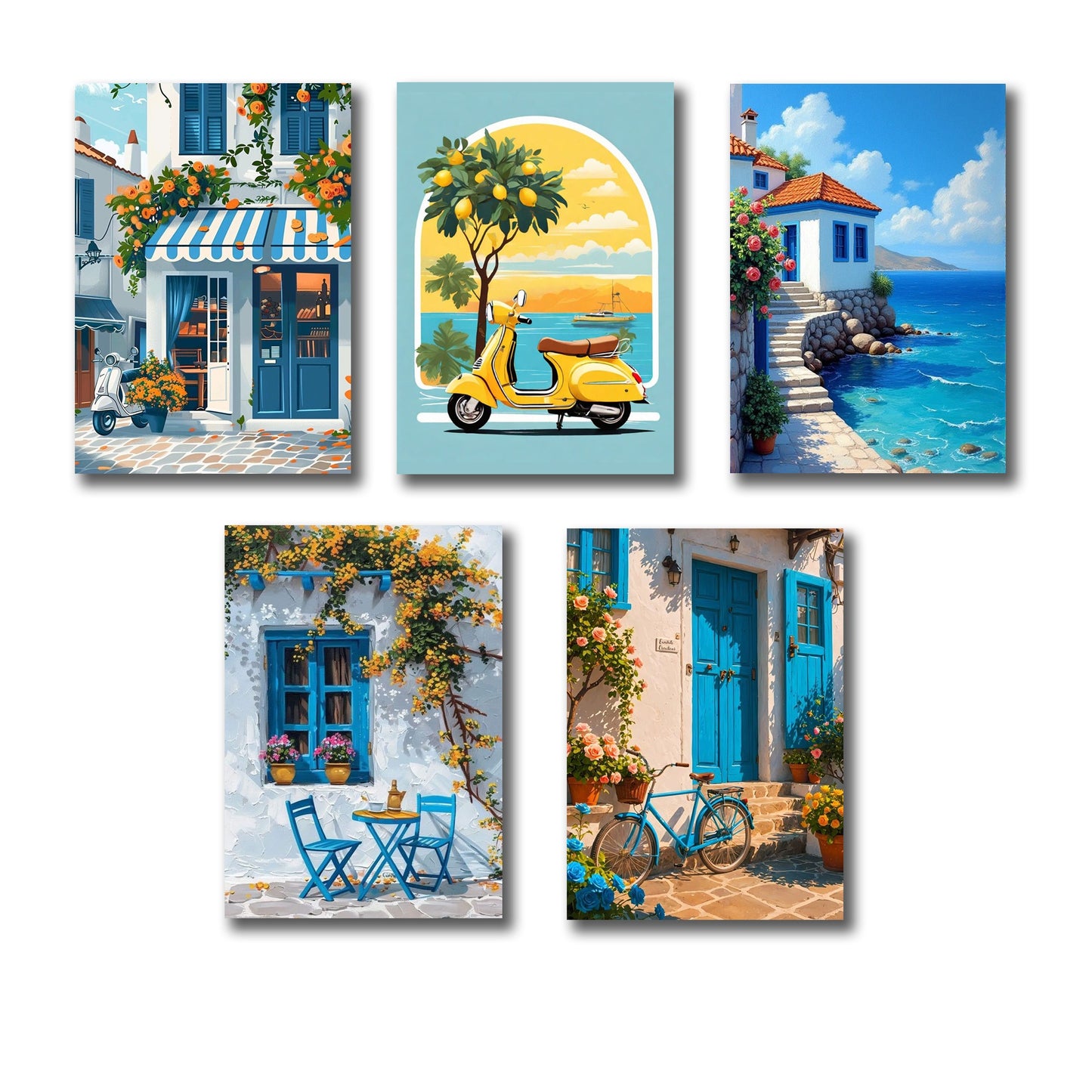 Set of 5 Premium Wall Art Photo Tiles – Modern Home Decor Sets 8x11