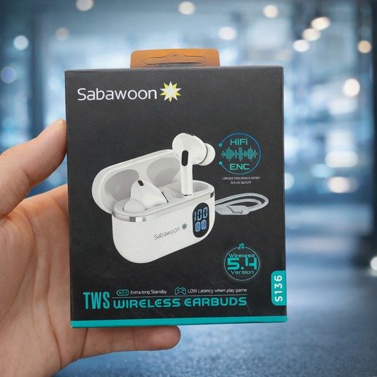 Sabawoon ST36 TWS  Earbuds 5.4 with ENC & Digital Display