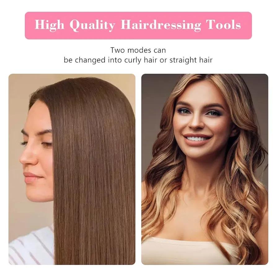 2-in-1 Mini Hair Straightener & Curler – Portable Thermostatic Ceramic Flat Iron for Dry & Wet Hair Styling
