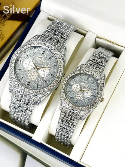 Luxury Diamond-Accented Couple Watch Set