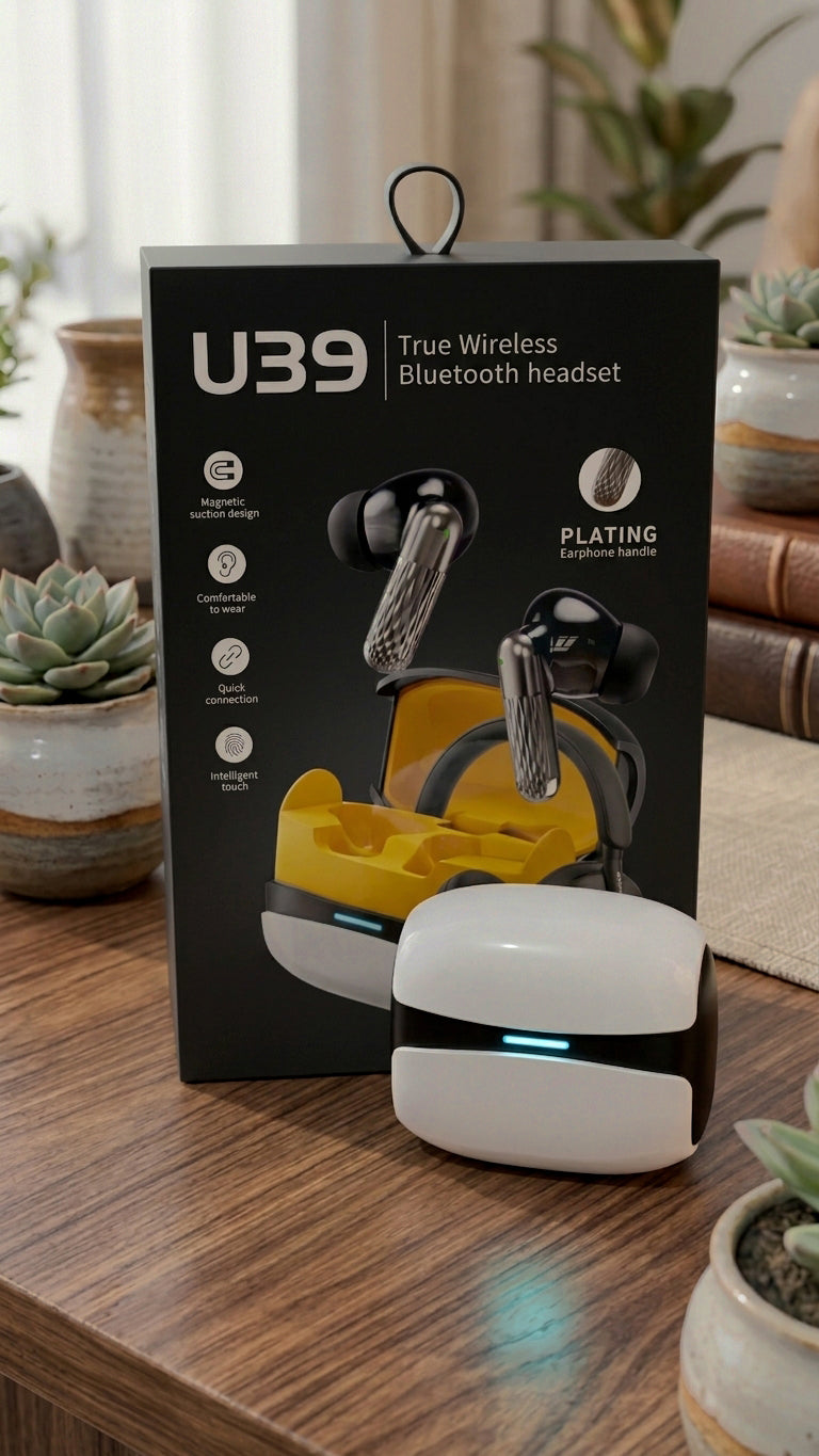U39 Earbuds with Charging Case – Hi-Fi Stereo Sound & HD Calling Earphones
