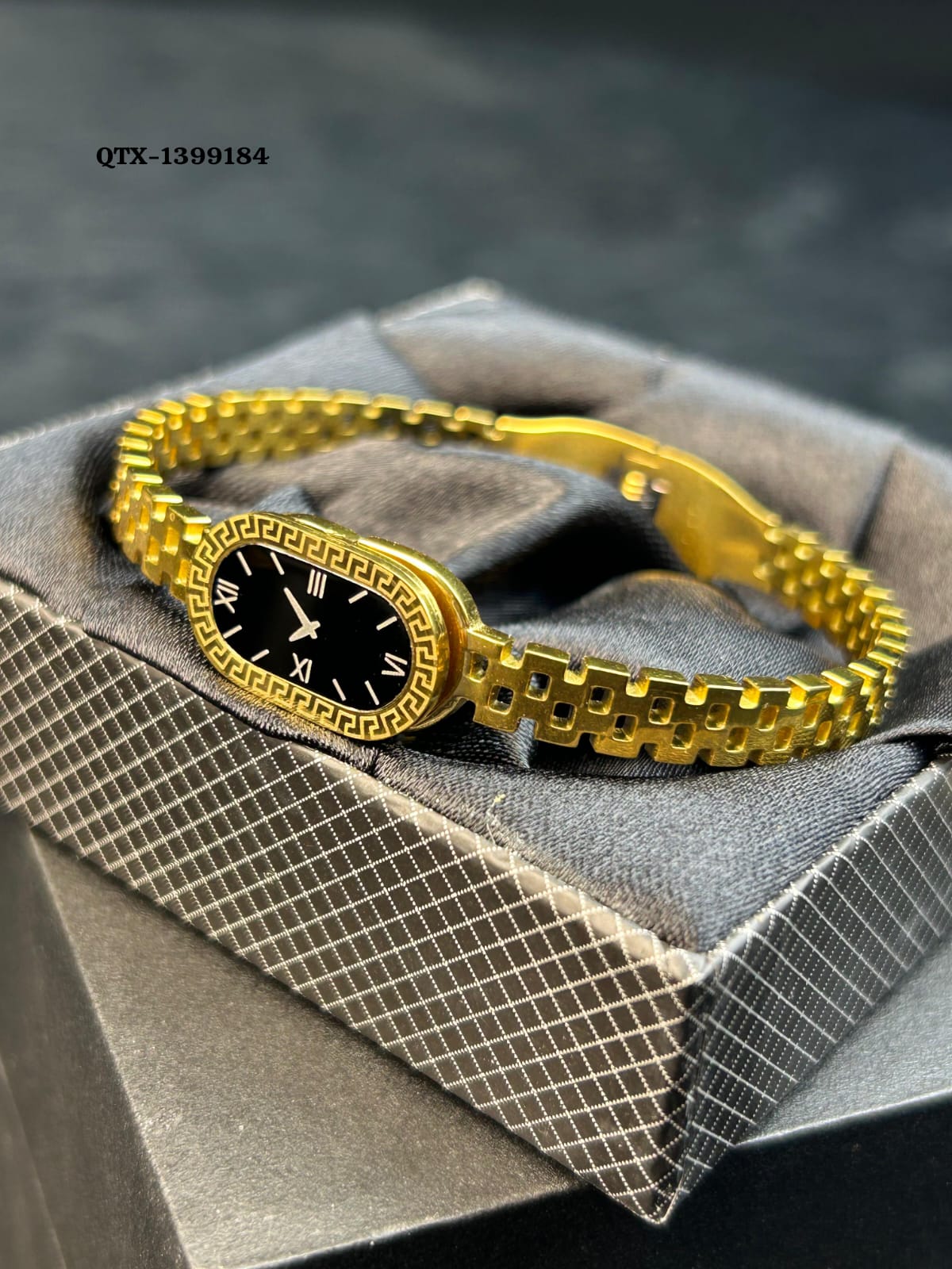 Watch Handcuff Bracelet for Women – Stylish Gold Wrist Watch - QTX-184