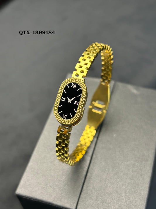 Watch Handcuff Bracelet for Women – Stylish Gold Wrist Watch - QTX-184