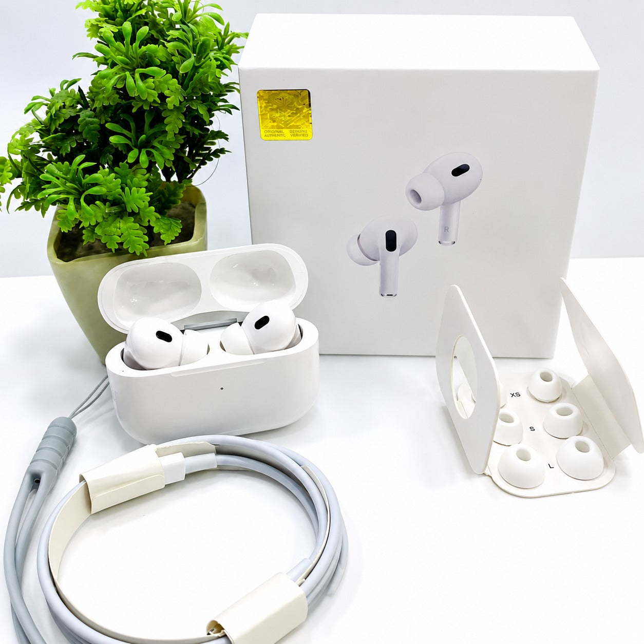 riginal White Pro 2 Box Pack Wireless Earbuds with All Accessories – White