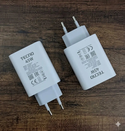 Tecno 45W Original Fast Charging Power Adapter | USB Type-A Wall