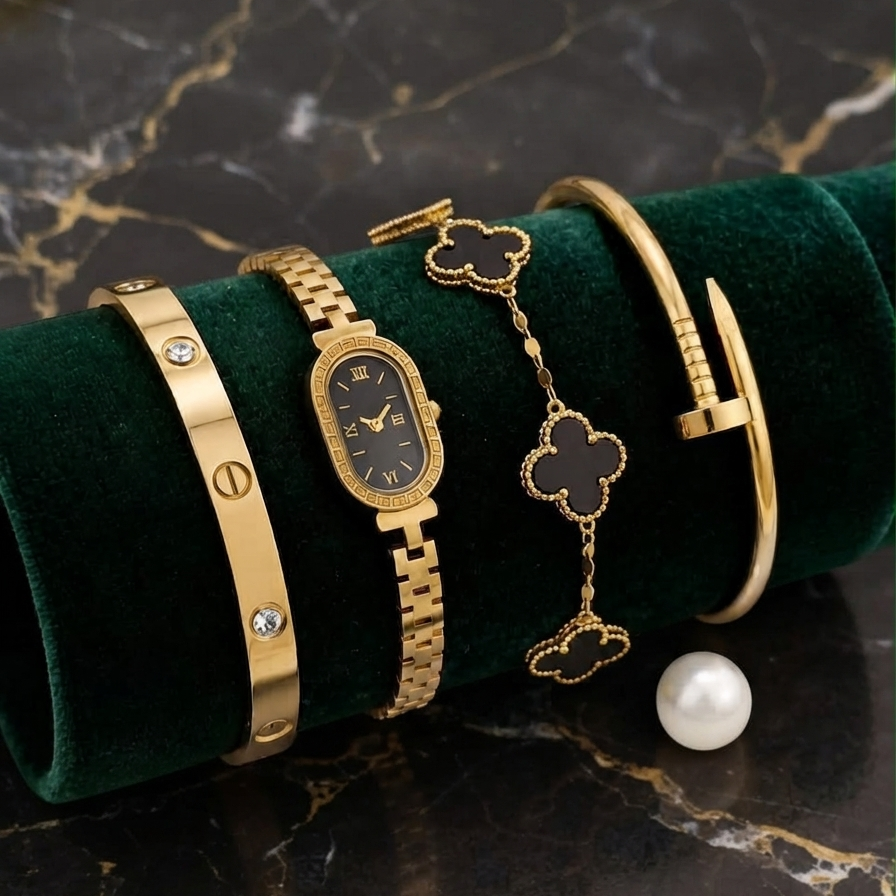 Premium and Classic 4 Piece Bracelet, Watch And Bangle Combo