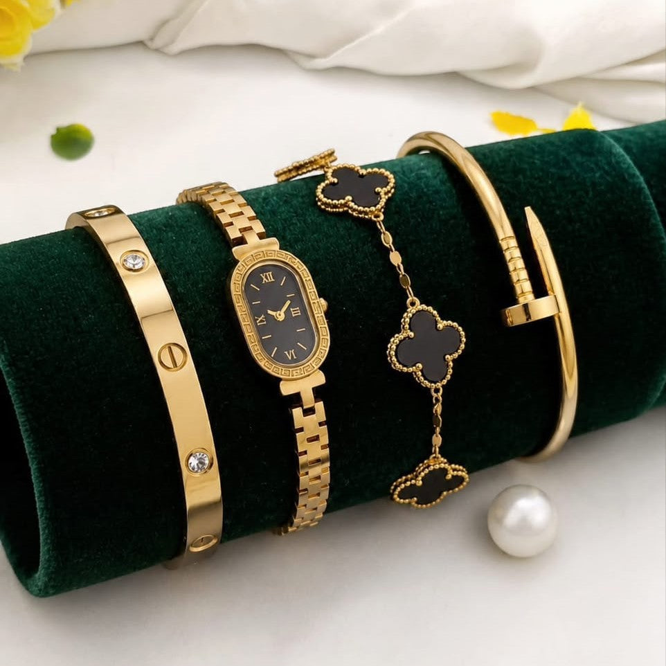 Premium and Classic 4 Piece Bracelet, Watch And Bangle Combo