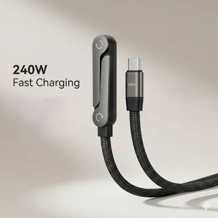 Premium 240W 2-in-1 Data Cable With Stand Fast Charging Nylon Braided Mobile Cable