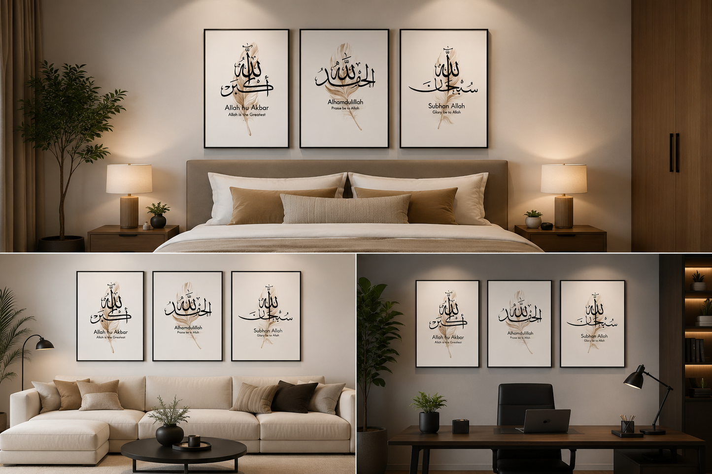 Set of 3 Premium Wall Art Photo Tiles – Modern Home Decor Sets 8x11