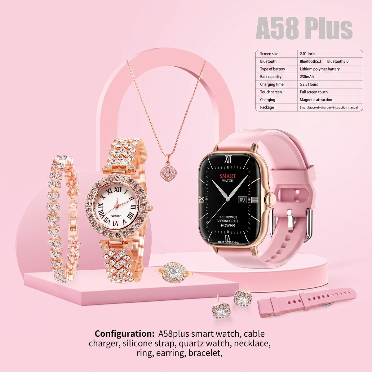 Best Offer A58 Plus 6 in 1 - Smartwatch For Women | Best Quality Smart Watch For Girls | Perfect For Gift - Random Color