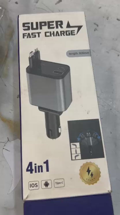 4 In 1 Multi Functional Car Charger Fast Charging With Star Light Providing Durable Quality - (With Light)