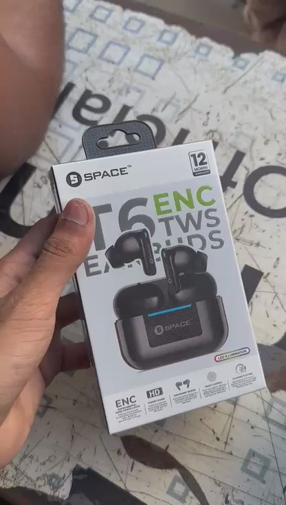 T6 ENC TWS Earbuds | Earbuds with Noise Cancellation & Long Battery Life